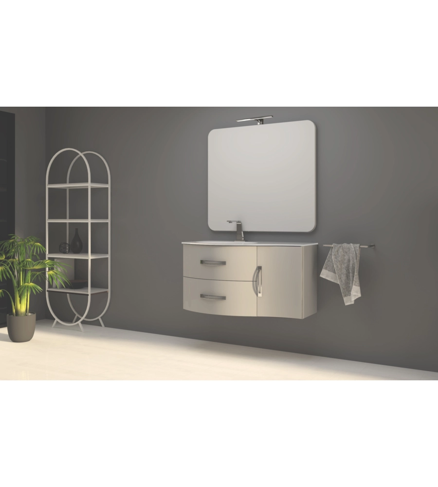 MOBILE BAGNO "BEST" GRIGIO CON SPECCHIO E LUCE LED, 104X52X55 CM